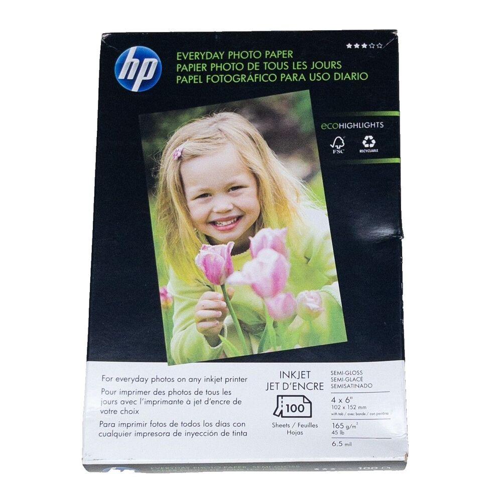 HP Everyday Photo Paper 4x6 Glossy & Semi-Gloss 100 Sheets New and Sealed